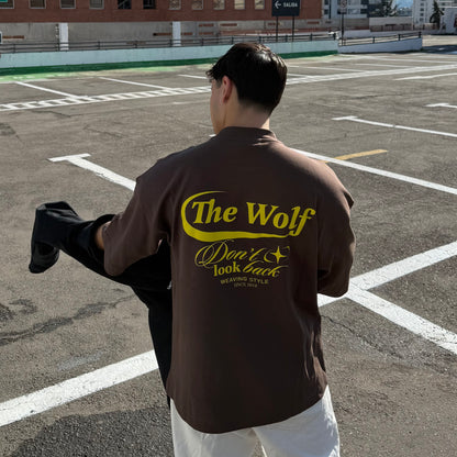 Polera Don't Look Back Café Oversize Heavy Weight 280 gr