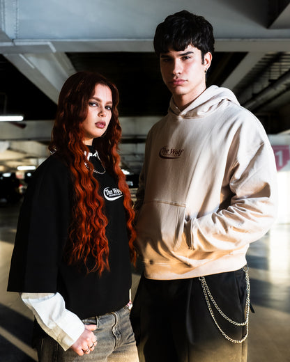 Hoodie Don't Look Back Beige Boxyfit