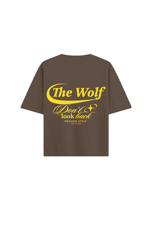 Polera Don't Look Back Café Oversize Heavy Weight 280 gr