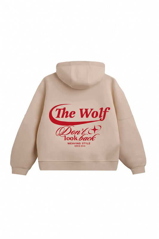 Hoodie Don't Look Back Beige Boxyfit
